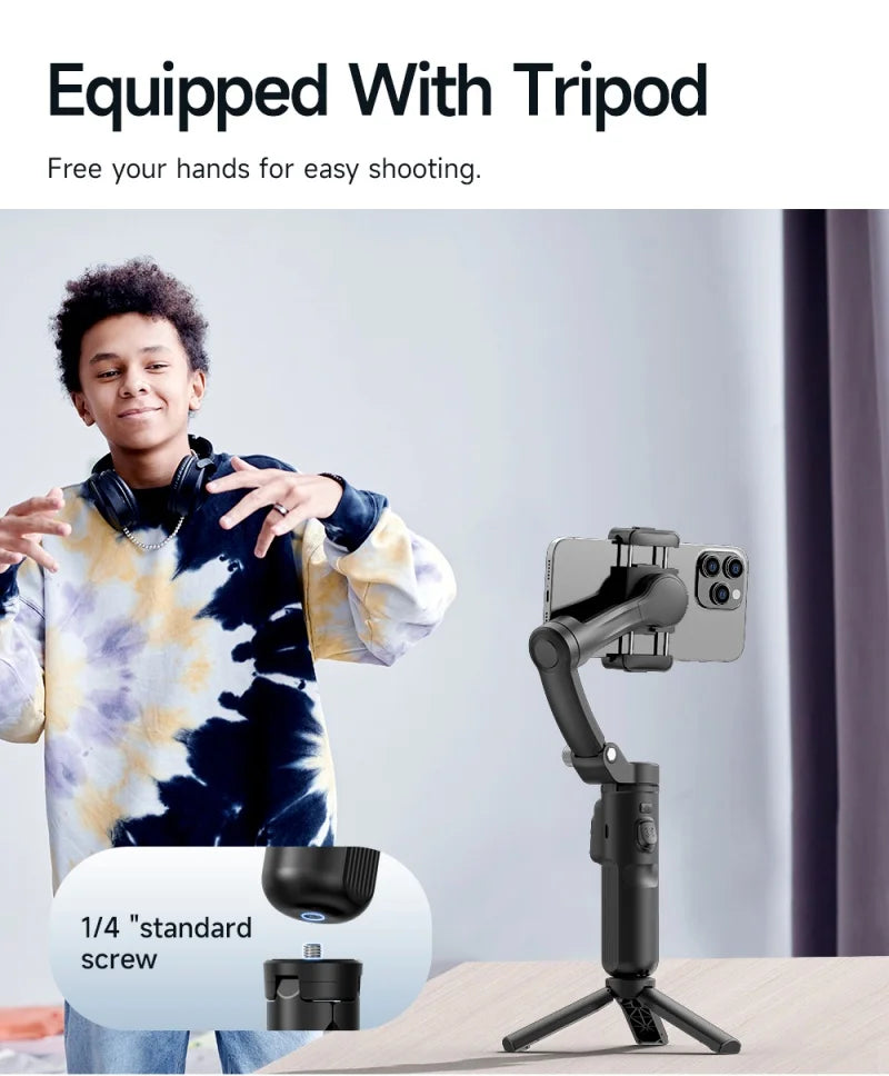 Newest M02 Portable Handheld 360 Rotation Smart AI Face Tracking Three Axis PTZ Gimbal Stabilizer for Video Vlog Live Streaming