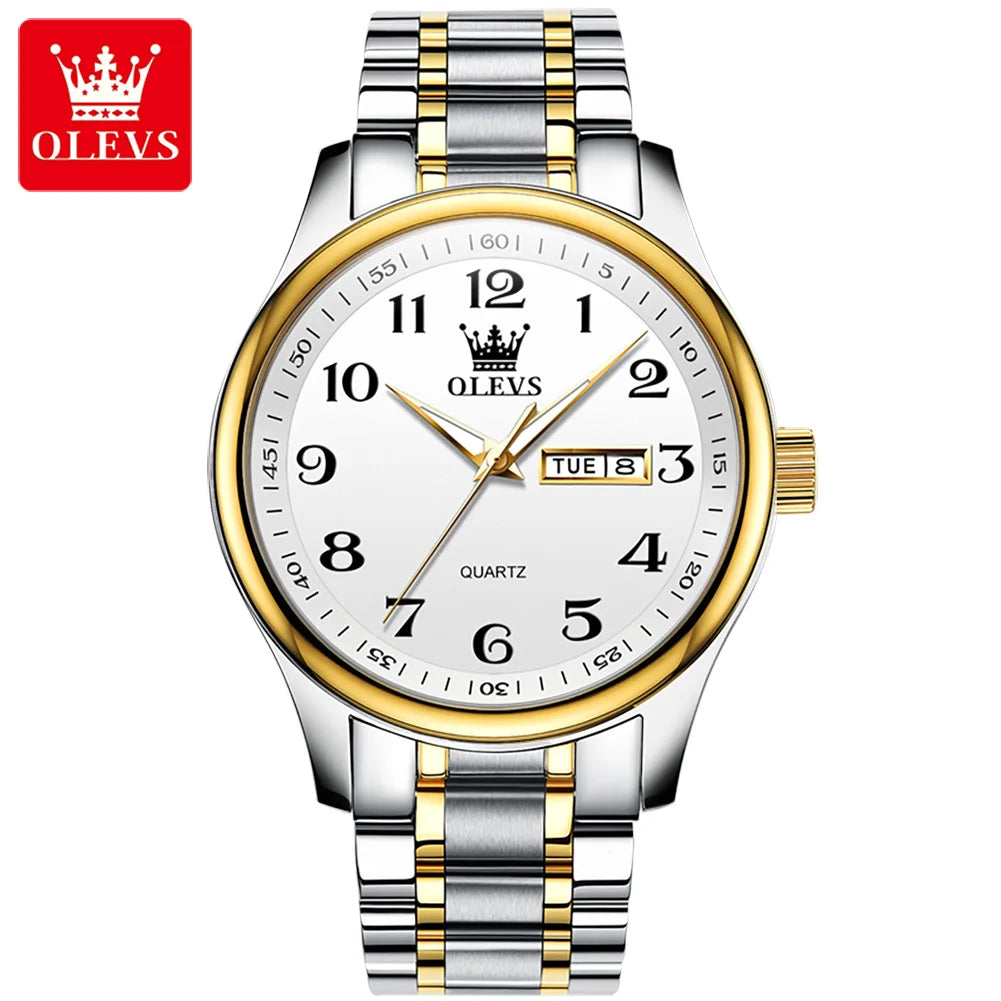 OLEVS Brand Classic Men's Quartz Watch Stainless Steel Strap Fashion Casual Women's SmartWatch Gift Date Clock 5567