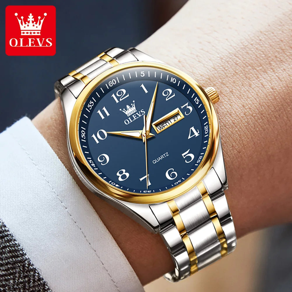 OLEVS Brand Classic Men's Quartz Watch Stainless Steel Strap Fashion Casual Women's SmartWatch Gift Date Clock 5567