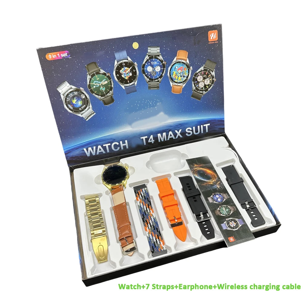 2026 New Arrivals Watch4 Max Suit 9 in 1 Set Smart Watch 7+4 Watch 4 Pro Suit Smartwatch