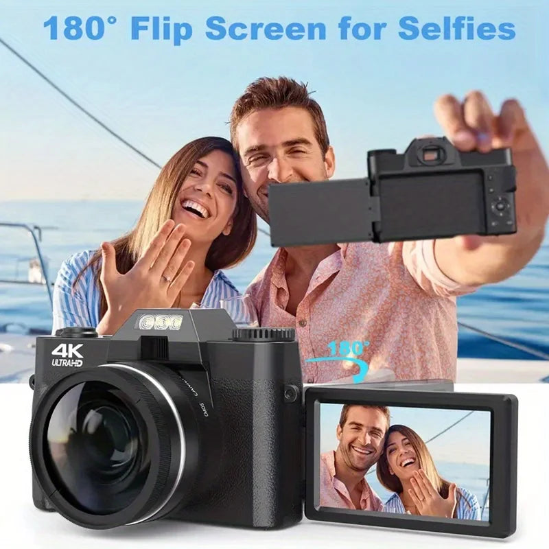 4K Photography Digital Camera 48MP Autofocus Vlogging Video Camera with 16x Digital Zoom Anti-Shake Compact Travel Camera