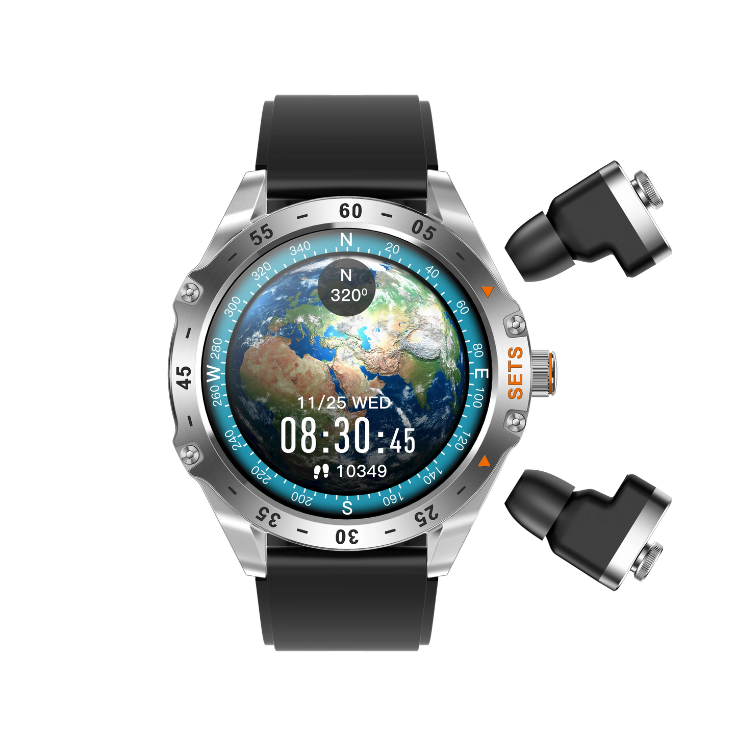 Round 2IN1 TWS Smart Watch T95 1.52 IPS Outdoor Watch Call Music Play Headset Sport Watch With Earphone High  Smartwatch
