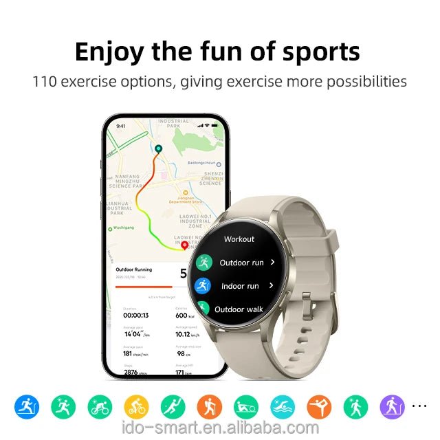 2025 New Arrival Women's 1.32inch BT Call Fitness Tracker Smartwatch GPS Waterproof IP68 Compass Sleep Tracker Fashion Sports