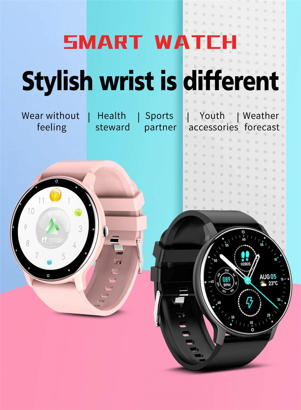 ZL02 Men Women Original Fashion Casual Smartwatch for IOS Android Message Reminder Sleep Monitor Heart Rate Mens Smart Watch