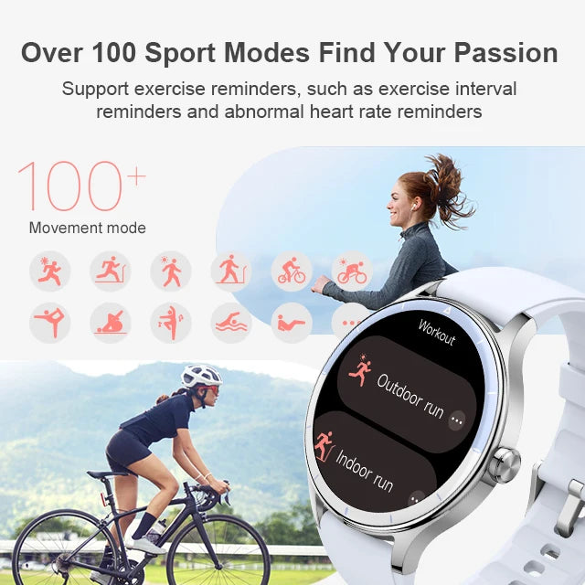 1.27inch TFT Female Fitness Smartwatch IP68 Waterproof Heart Rate Monitoring Blood Oxygen Dial Call Fashionable Silicone