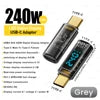 240W USB C Adapter Power Meter Tester Transparent with Wattage LED Digital Display for iPhone 17 18 Pro Max MacBook Pro