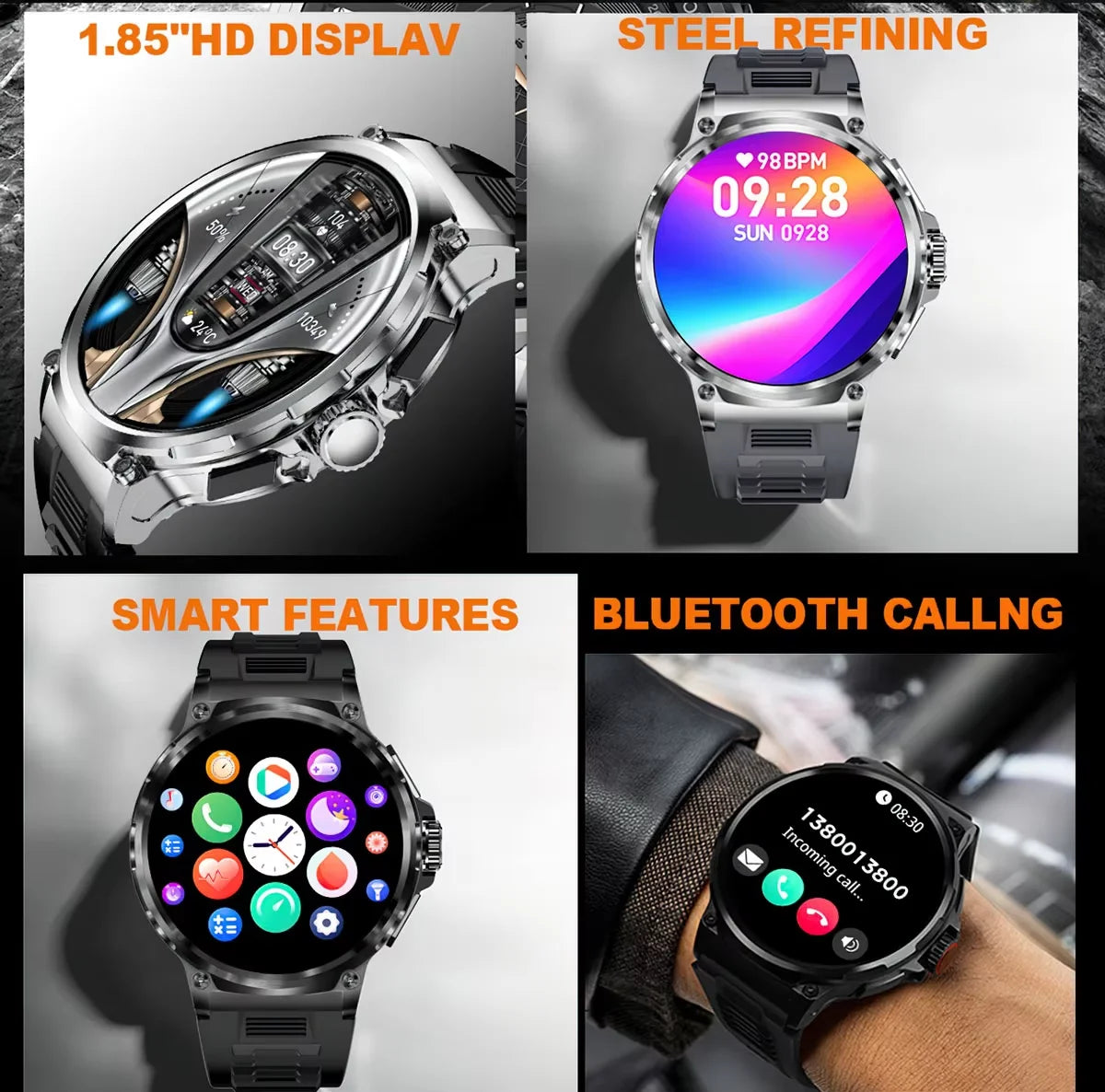 V69 Smartwatch Watch Call 1.85 Inch HD Display always on Screen 400+ Watch Faces Big Battery Waterproof Reloj Smart Watch