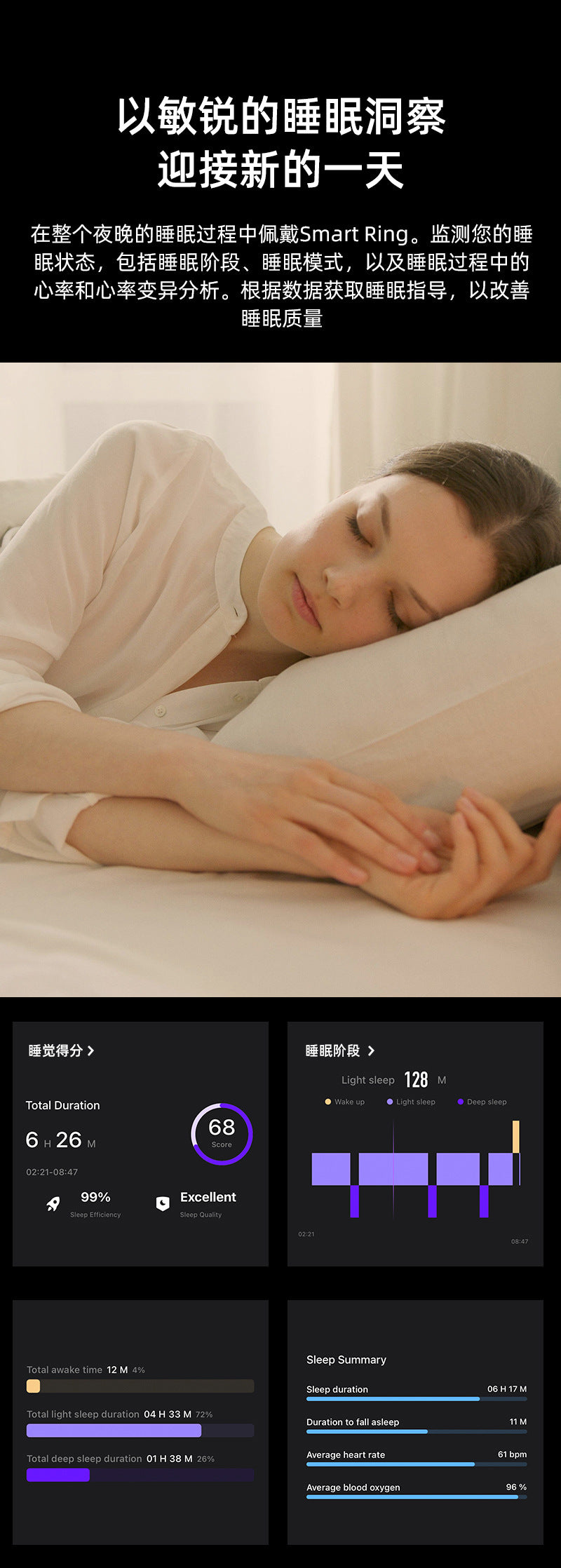R08(JRING) Waterproof Touch Body Temperature Sleep Blood Oxygen Heart Rate Movement Photo Music Control Smart Ring