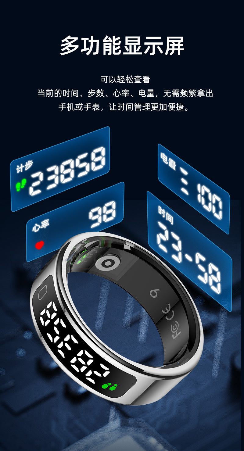 R11C (Qring) Heart Rate Blood Oxygen Sleep Pedometer Sports Remote Control Photo Display Screen Touch Screen Smart Ring