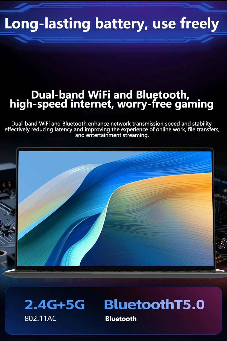 LENO 14.1"Ultra Slim Laptop Windows11 Intel 4405U 16GB 2TB SSD Gamer Notebook 1920*1080 Display Office Study Gaming Computer PC