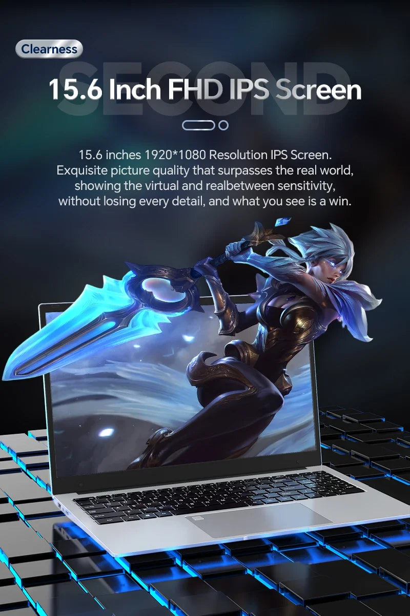 BYONE 15.6 Inch Intel Celeron N5095 Ultraslim Laptop 12G 16GB RAM 512GB 1TB SSD Keyboard Backlight Fingerprint Portable Computer