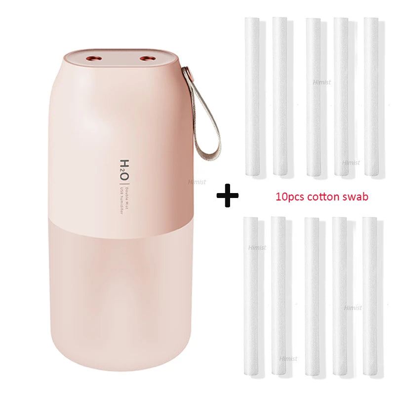 300ml Dual Sprayer Air Humidifier 2000mAh USB Rechargeable Battery Wireless Aroma Mist Maker Fogger Diffuser Light Umidificador