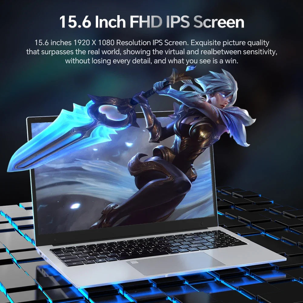 BYONE 15.6 Inch Intel Celeron N5095 Ultraslim Laptop 12G 16GB RAM 512GB 1TB SSD Keyboard Backlight Fingerprint Portable Computer