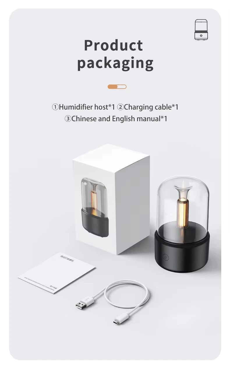 Mini Aroma Diffuser Home Portable USB Plug Air Humidifier Essential Oil Night Light Candlelight Sprayer for Gift Bedroom
