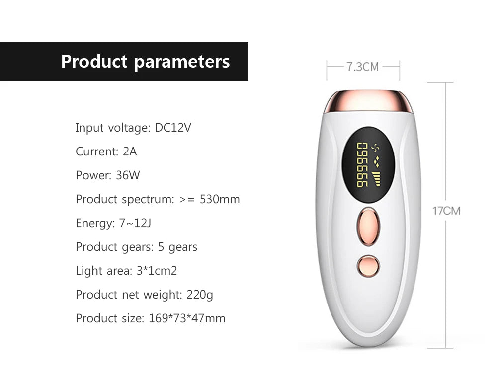 Permanent Laser Epilator 999999 Flashes Professional Painless Laser Hair Removal Machine for Women Body Facial Legs Bikini Line