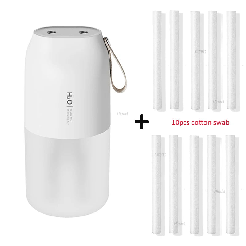 300ml Dual Sprayer Air Humidifier 2000mAh USB Rechargeable Battery Wireless Aroma Mist Maker Fogger Diffuser Light Umidificador