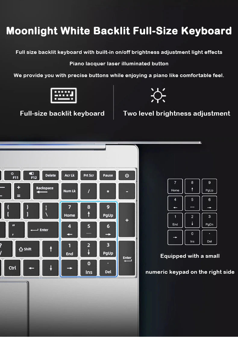2026LENO 15.6 Inch Laptop Intel i9-9880H 32GB RAM 2TB SSD 1920*1080 FHD Display Windows 11 Gaming Office Study Portable Notebook