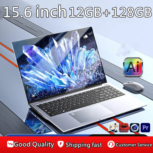 15.6 Inch Laptop PC 8GB LPDDR4 RAM 128GB SSD ROM Windows 10 Computer  4-Core Processor WIFI Intel Celeron N5095 CPU 2.00GHz