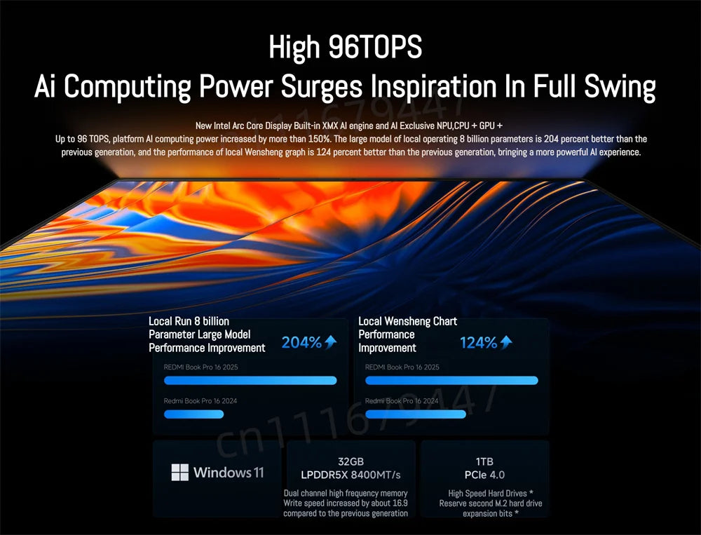 Xiaomi Redmi Book Pro 16 Laptop Intel Ultra 7 255H/Ultra 5 225H 32G 1T SSD 3.1K 165Hz/2.5K 120Hz Office Ultrabook Notebook