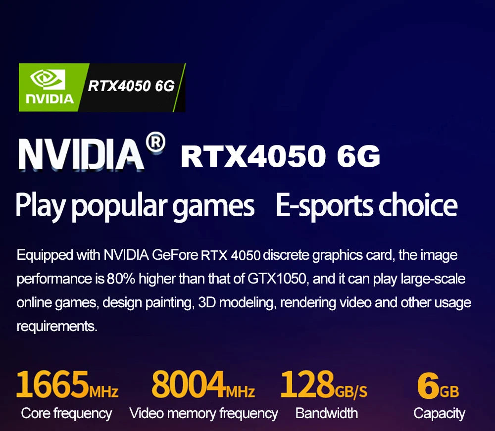 16Inch Gaming Laptop Computer Notebook RTX4050 6G Intel Core i9-13900HK Windows11 RAM Max 64GB DDR5 2*M.2 NVME 2TB SSD WiFi