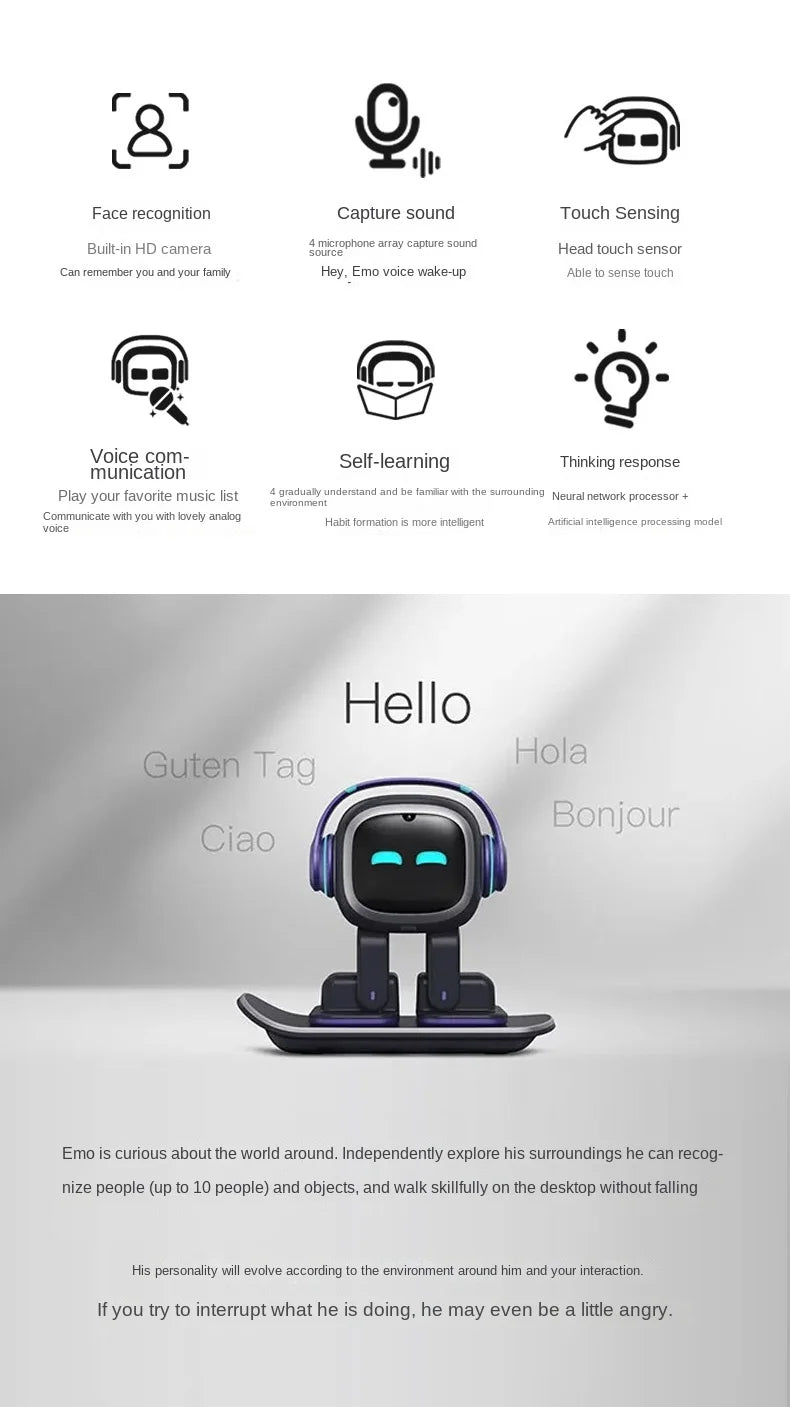 Smart Automation Robot EMO Emotional Companion Interaction Robot AI Automation with Voice Commands Self-Learning & Touch Sensing