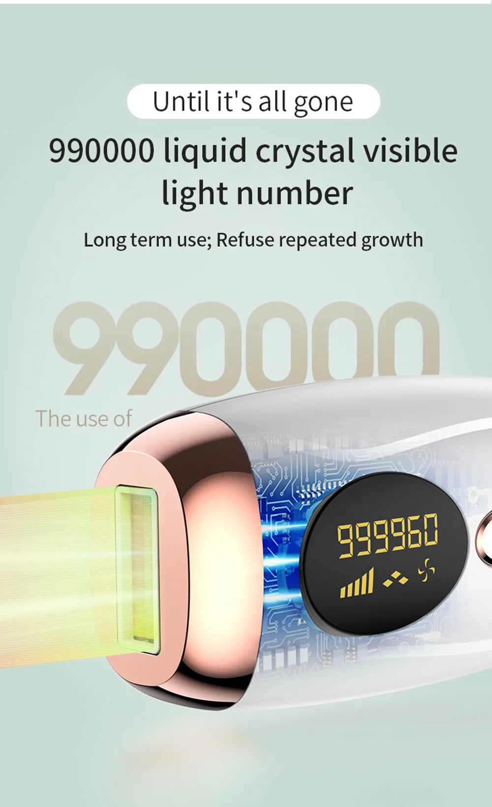 Permanent Laser Epilator 999999 Flashes Professional Painless Laser Hair Removal Machine for Women Body Facial Legs Bikini Line