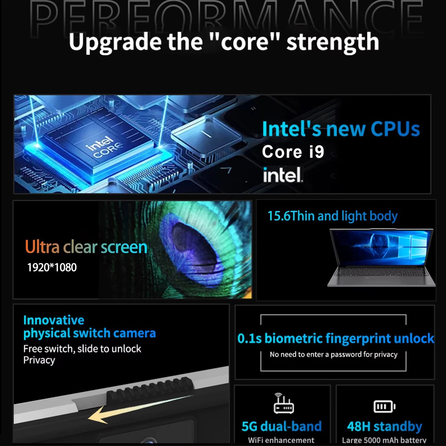 Windows 11 Pro Intel Core i9 10980HK 15.6 inch laptop16GB RAM 1TB 2TB SSD Gaming laptops Fingerprint Unlock Backlight Computer