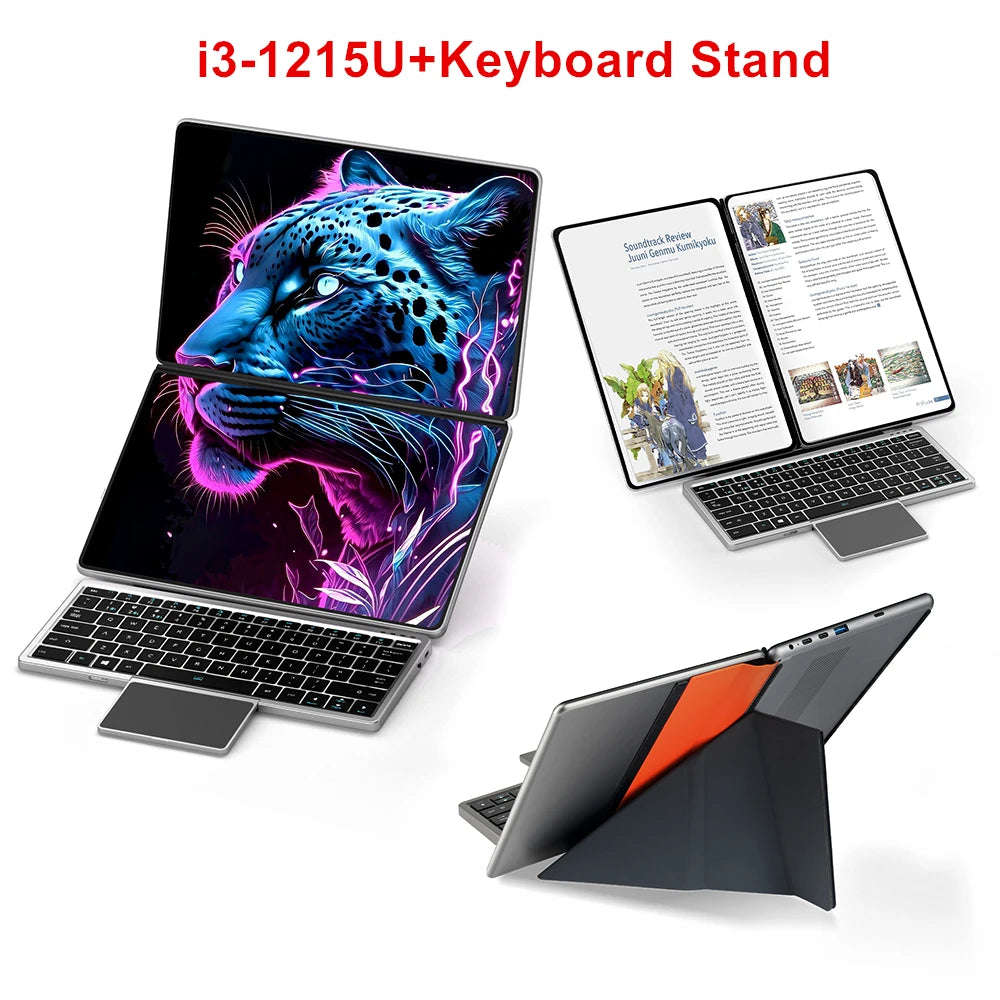 Topton 2 Screen Laptop Intel i3 1215U N100 Dual 10.95inch IPS Touch Screen Windows 11 Office Computer Tablet PC Notebook WiFi6