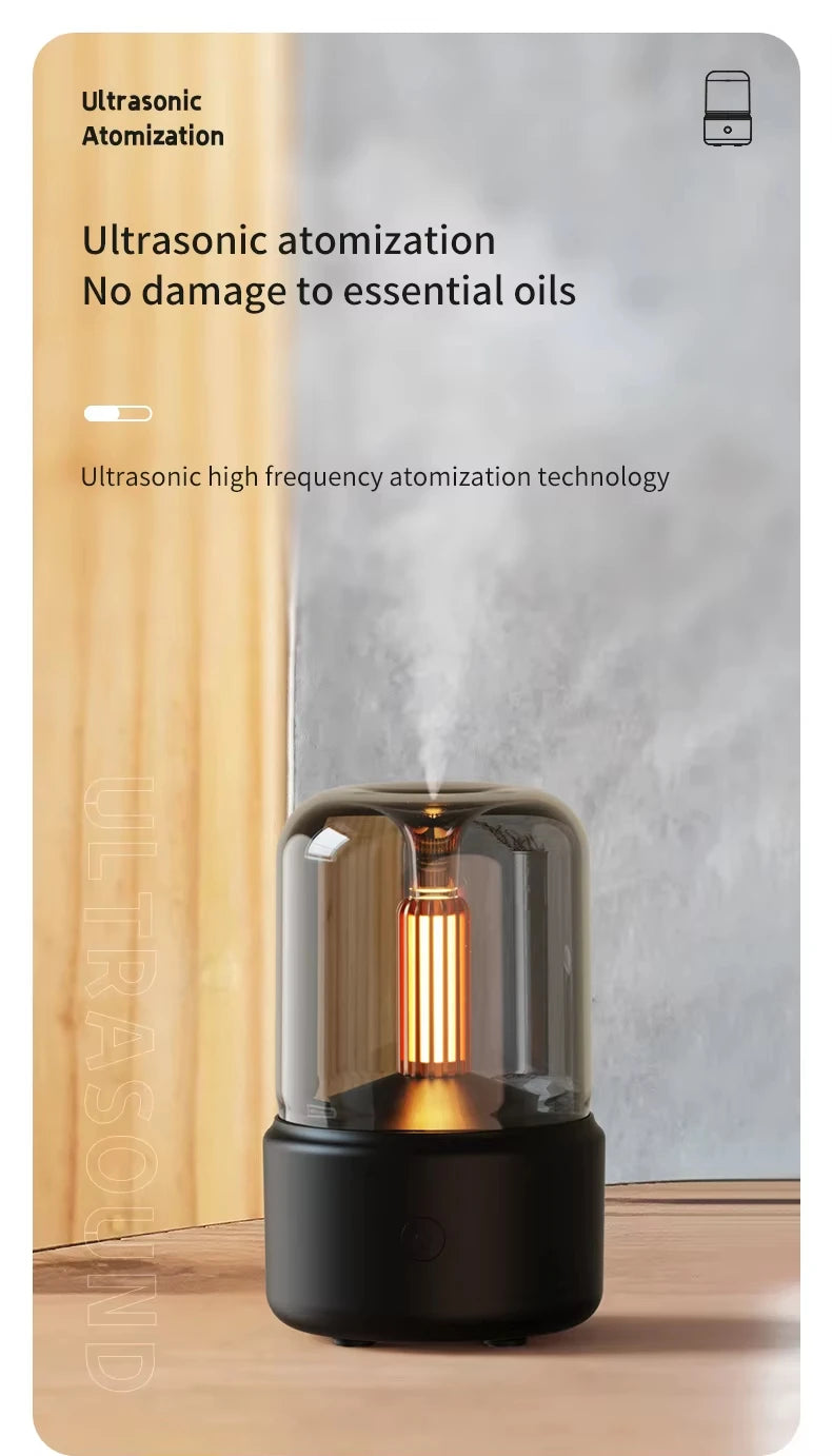 Mini Aroma Diffuser Home Portable USB Plug Air Humidifier Essential Oil Night Light Candlelight Sprayer for Gift Bedroom