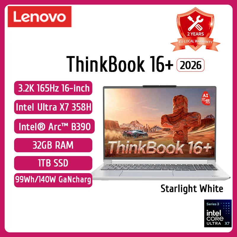 Lenovo ThinkBook 16+ Laptop Ultra 7 255H/ Ultra 9 285H Intel Arc 140T 32BG DDR5 1T SSD 16-inch 3.2K 165Hz Screen Notebook PC