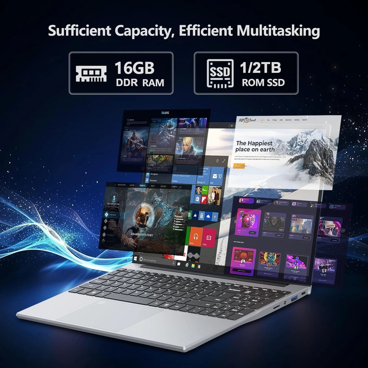 New 15.6" Laptop Computer Intel Core i9 10980HK/9900U Windows 11 PC Gamer 16GB RAM 1TB SSD Fingerprint Unlock Gaming Notebook PC