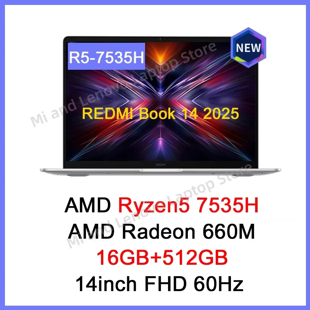 REDMI Book 14 2025 NEW R5-7535H Radeon 660M/R7-7735H Radeon 680M 16GB+512GB 14inch FHD 60Hz Screen