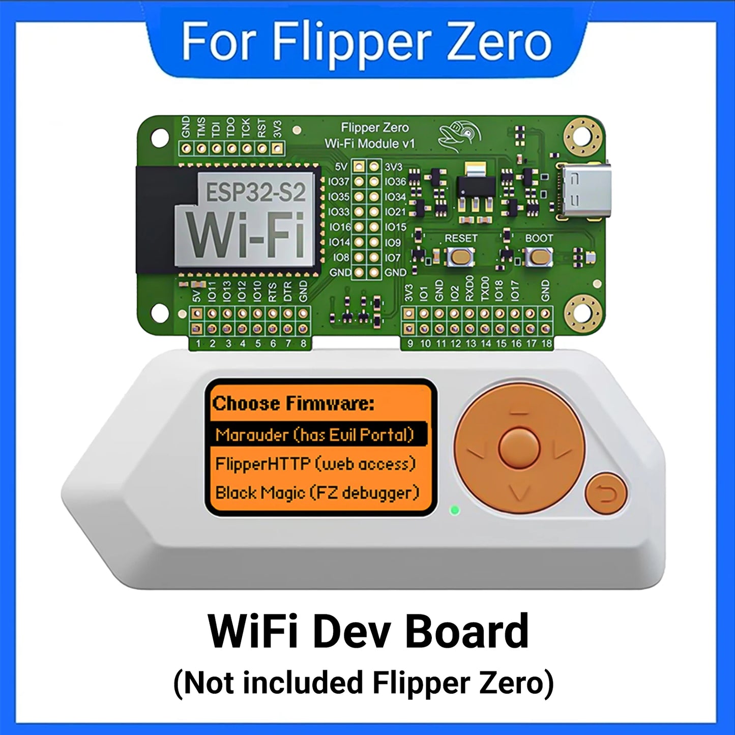 Flipper Zero Wi-Fi Devboard with Pre-Installed Marauder Firmware, ESP32-S2 Chipset for Wireless Penetration Testing, SSID