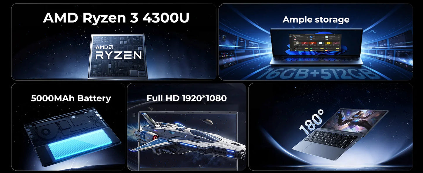 ACEMAGIC 18.5-Inch 4300U/N150 Business Laptop 16GB DDR4 512GB SSD 180° Opening 3.6GHz Long Battery Life Metal Shell WiFi 5 BT5