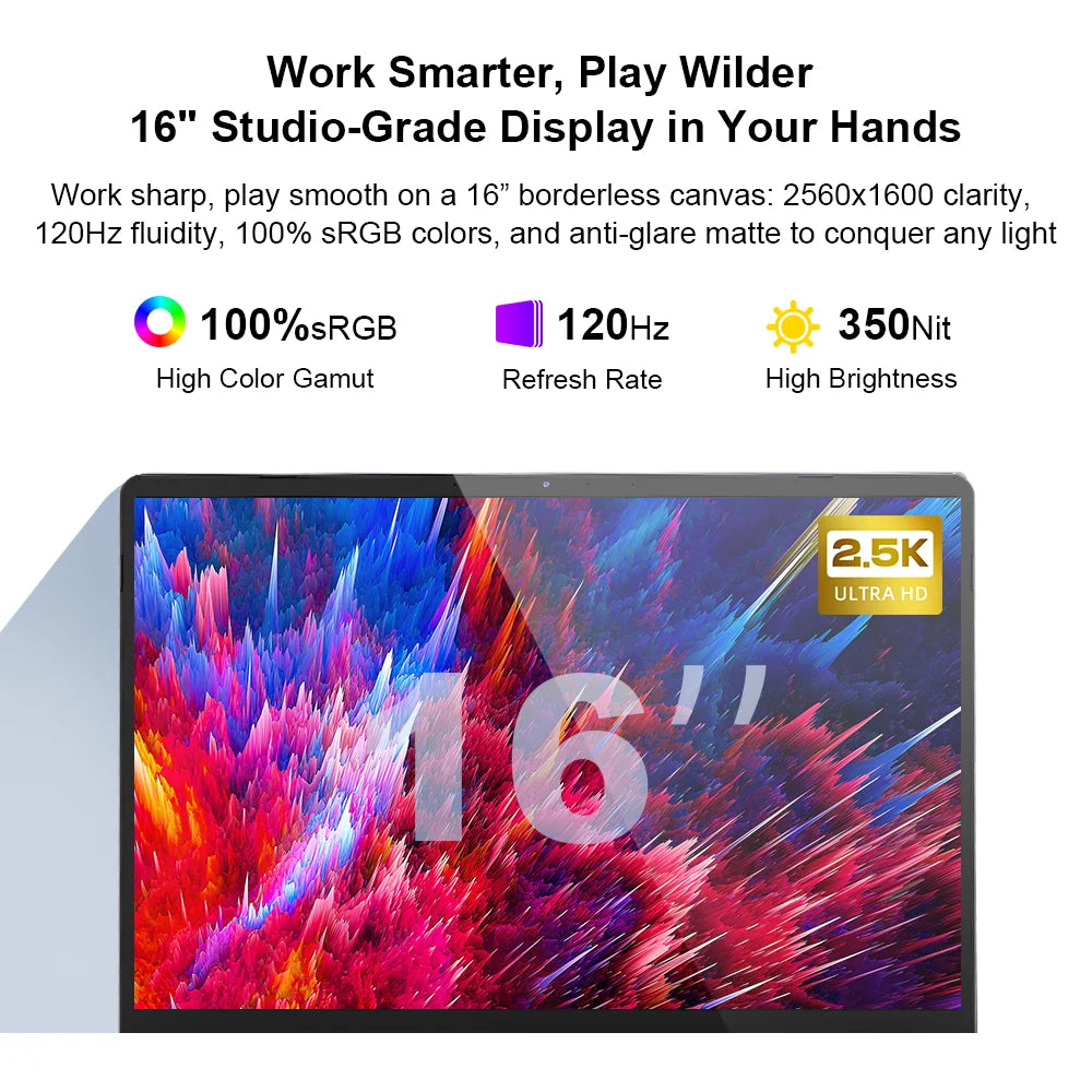 Ninkear A15 Pro Laptop AMD Ryzen 5 7430U 16 inch 120Hz 2560*1600 Display Screen 16GB 1TB Fingerprint Unlock Notebook Computer