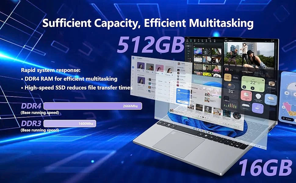 15.6 Inch 4K HD Gaming Laptop Intel Core i9 9900 Win11 16GB RAM 1TB SSD Ultra Slim Portable Office Business Notebook Computer