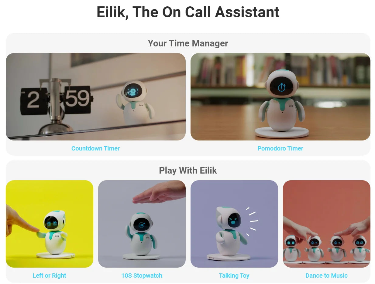 Eilik AI Smart Robot with Emotional Interaction Cute Blue/Pink Multiple Modes