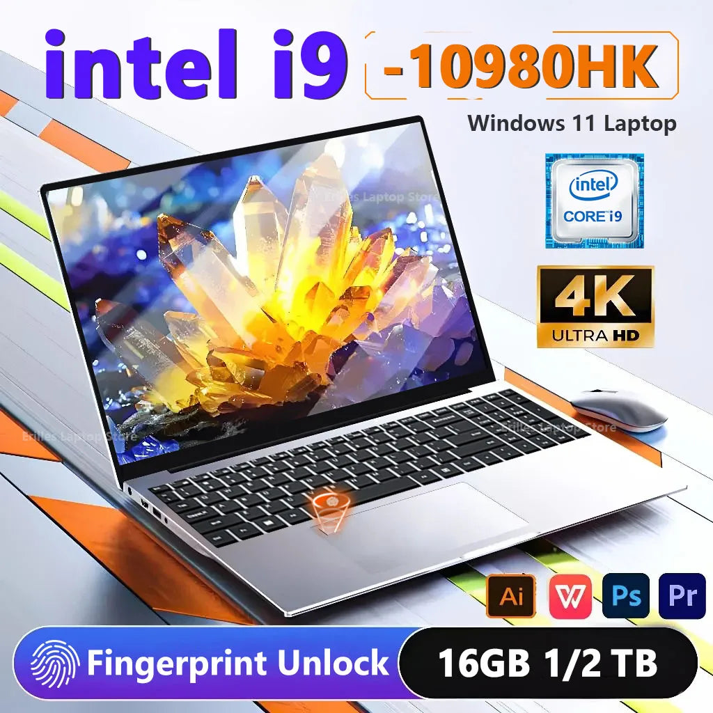 Windows 11 Pro Intel Core i9 10980HK 15.6 inch laptop16GB RAM 1TB 2TB SSD Gaming laptops Fingerprint Unlock Backlight Computer