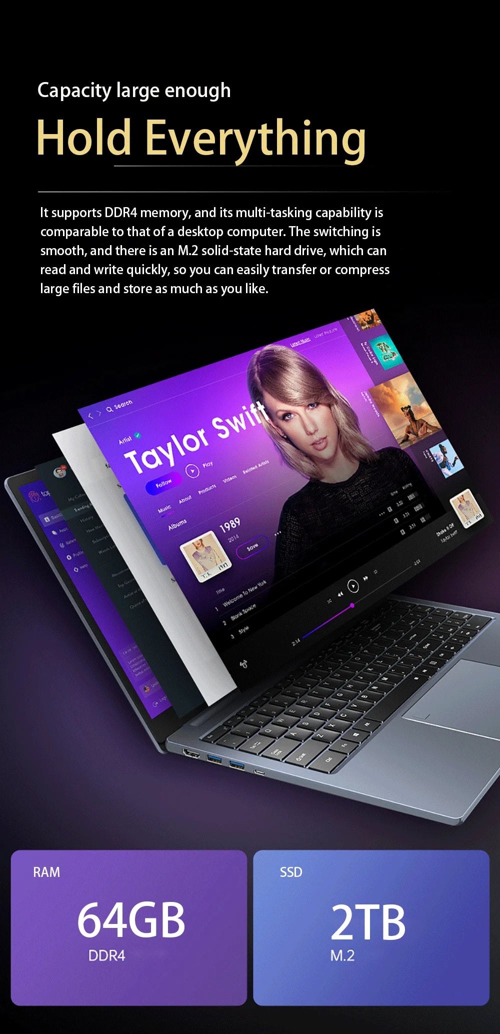 15.6 Inch Laptop Intel Core i9-12900H/i7-1255U Windows 11 Por 2*DDR4 64GB 2*M.2 2TB SSD Ultrabook Computer Fingerprint Unlock