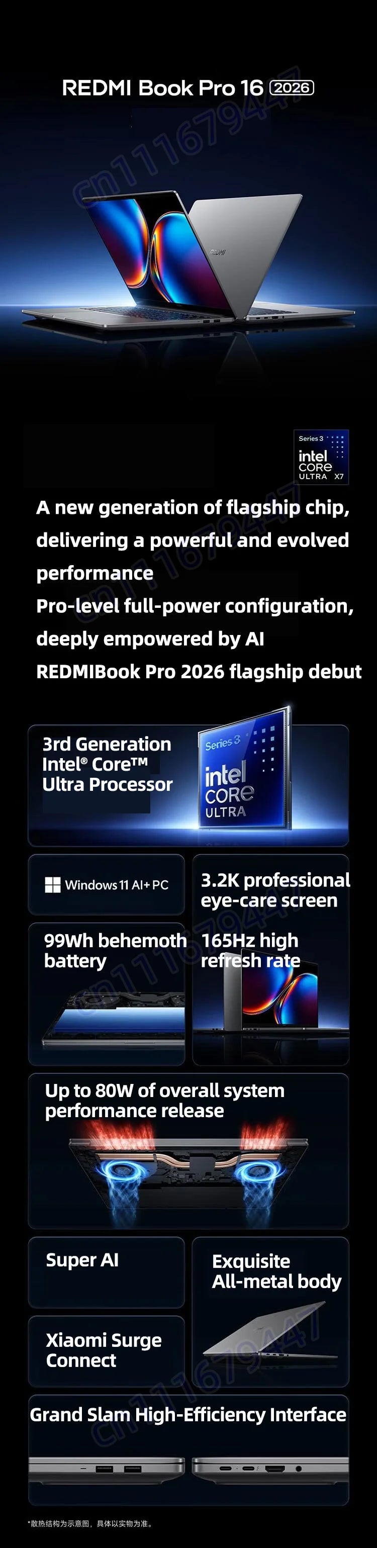 Xiaomi Laptop REDMI Book Pro 16 Ultra5-225H Ultra7-255H/32GB/1TB/3.1K/165Hz Grey