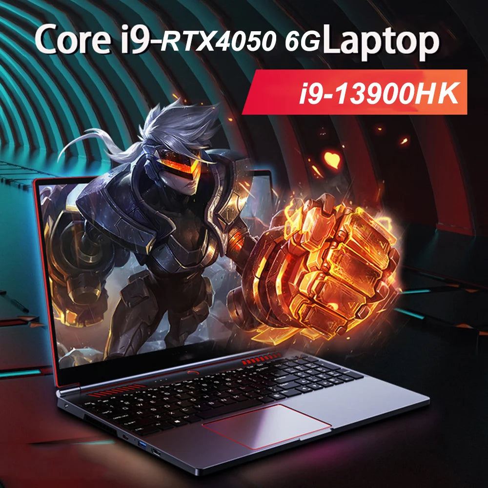 16Inch Gaming Laptop Computer Notebook RTX4050 6G Intel Core i9-13900HK Windows11 RAM Max 64GB DDR5 2*M.2 NVME 2TB SSD WiFi