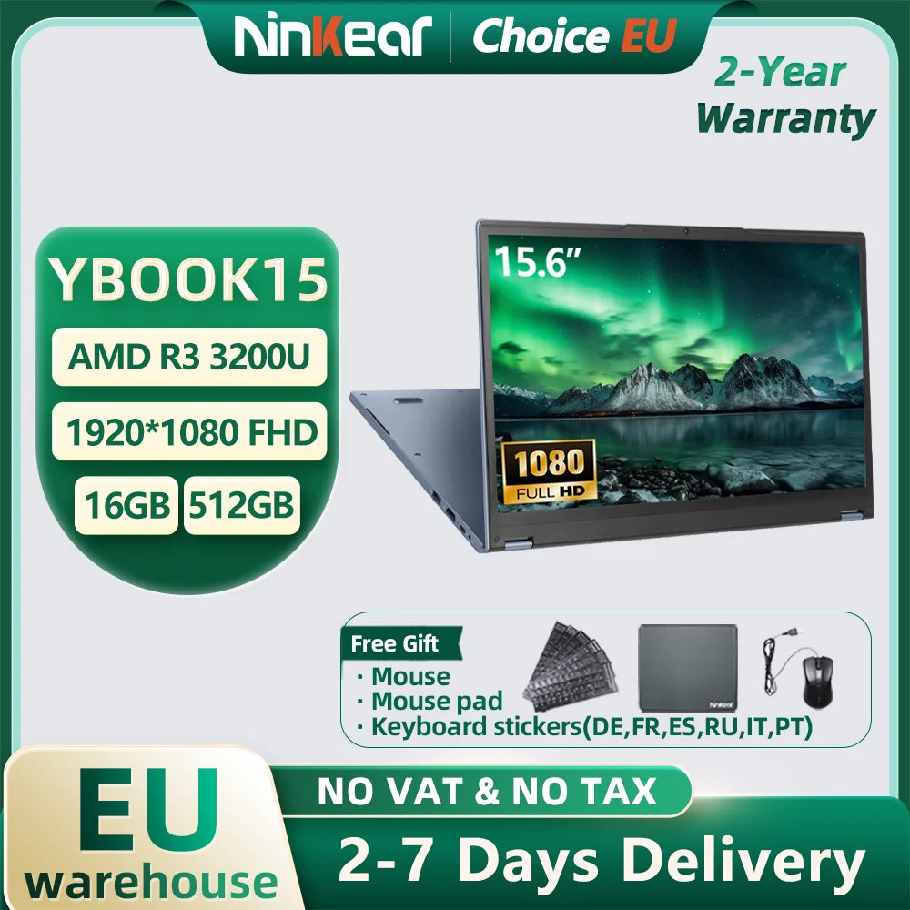 Ninkear Ybook15 Laptop Amd Ryzen 3 3200U 15.6 Inch 360 °   Flip Fhd Ips 1920*1080 Touchscreen 16G+512Gb Backlit Keyboard Windows 11