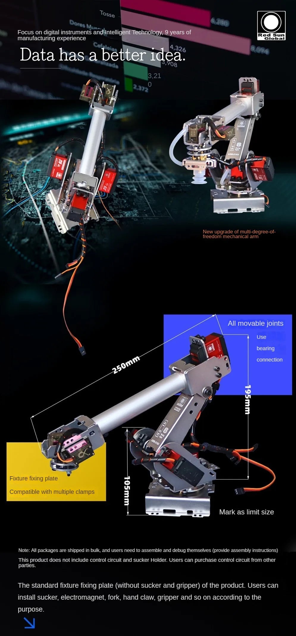 6 DOF Robot Arm Industrial Robotic Arm With 20KG/25Kg Digital Servos For Raspberry For Arduino Robot DIY kIT  Programmable Robot