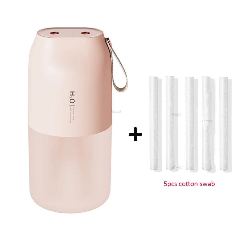 300ml Dual Sprayer Air Humidifier 2000mAh USB Rechargeable Battery Wireless Aroma Mist Maker Fogger Diffuser Light Umidificador