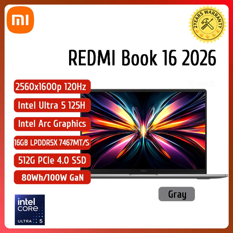 XIAOMI Redmi Book Pro 16 Laptop Intel Ultra5 125H 7 155H RAM 32GB SSD 1TB 16"Inch Notebook Ultrabook Computer PC