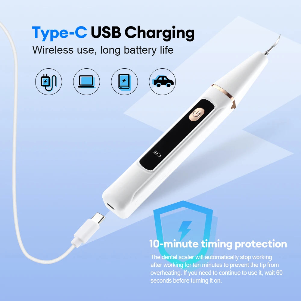 Dental Scaler For Teeth Tartar Remover Electric Teeth Cleaner Tooth Calculus Plaque Remover Ultrasonic Dental Stone Removal