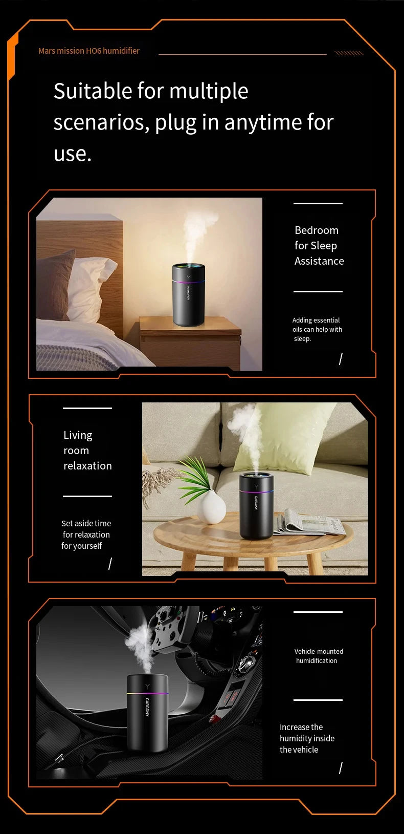 280ML Air Humidifier Large Fog Volume Colorful Atmosphere Light Silent Aroma Diffuser Essential Oils Aromatherapy for Home Car