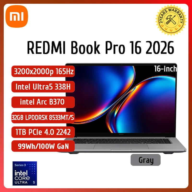 Xiaomi Redmi Book Pro 16 Laptop Intel Ultra 7 255H/Ultra 5 225H 32G 1T SSD 3.1K 165Hz/2.5K 120Hz Office Ultrabook Notebook
