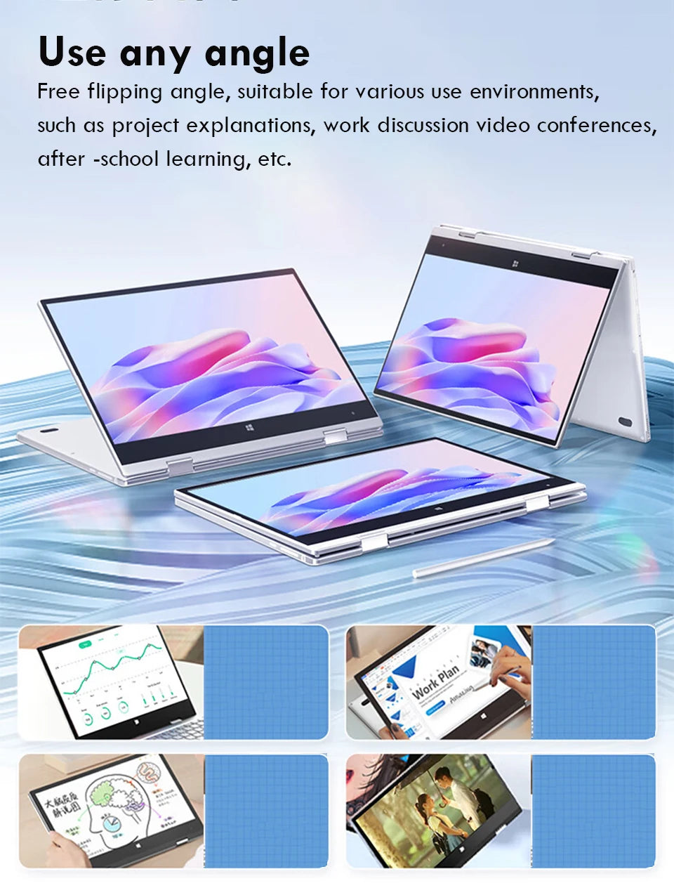 2 in 1 Laptop Computer Touch Screen 11.6" Intel Core i7-8500Y 8GB 1TB 2TB SSD Windows 11 Office Portable PC 360° Flip Notebook