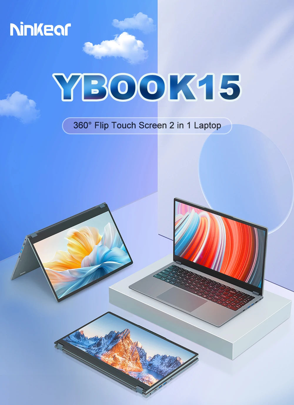 Ninkear Ybook15 Laptop Amd Ryzen 3 3200U 15.6 Inch 360 °   Flip Fhd Ips 1920*1080 Touchscreen 16G+512Gb Backlit Keyboard Windows 11